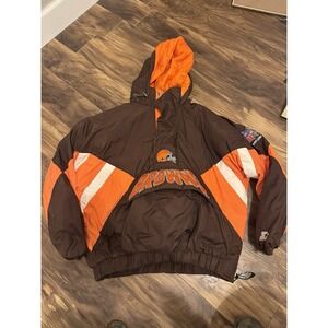 Vintage Cleveland Browns Starter Half-Zip Pullover Puffer Hood Jacket XL- 90's